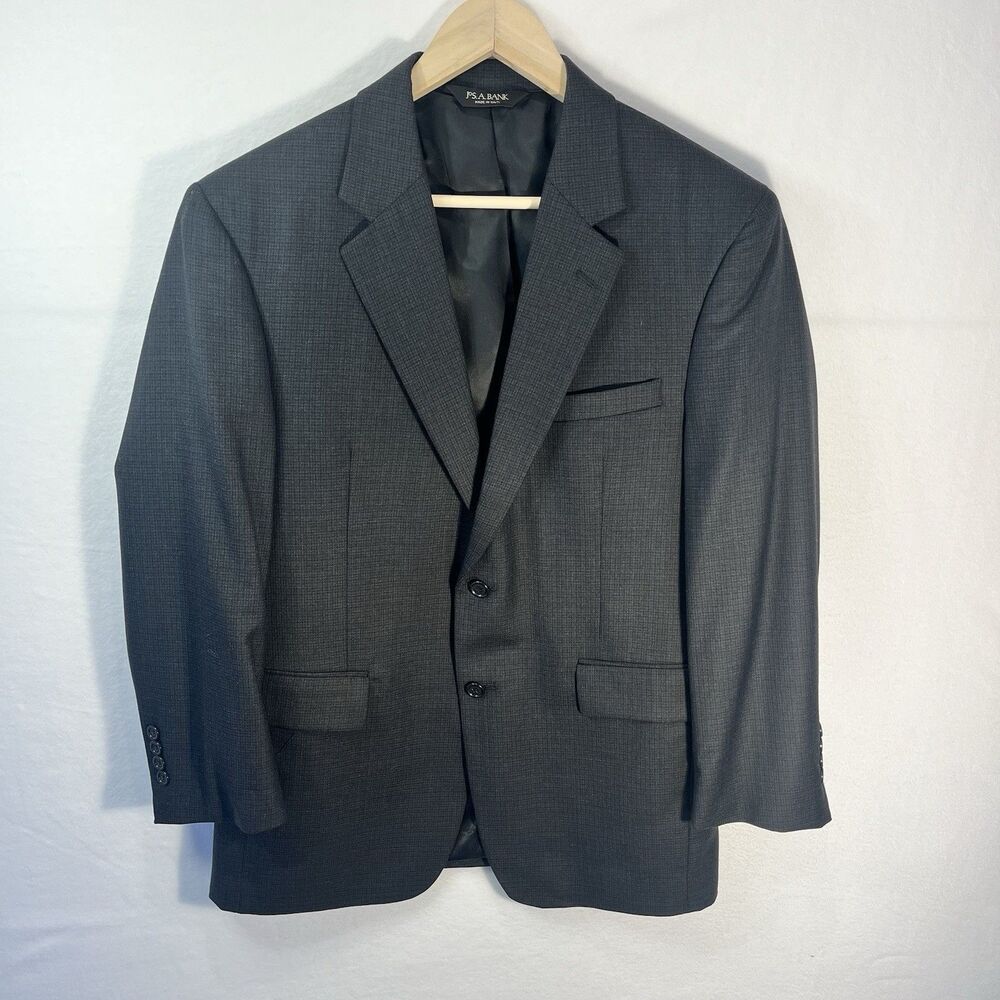 Jos A Bank 100% Wool Single Breast Blazer Sport Coat Jacket Men's 40S Black EUC